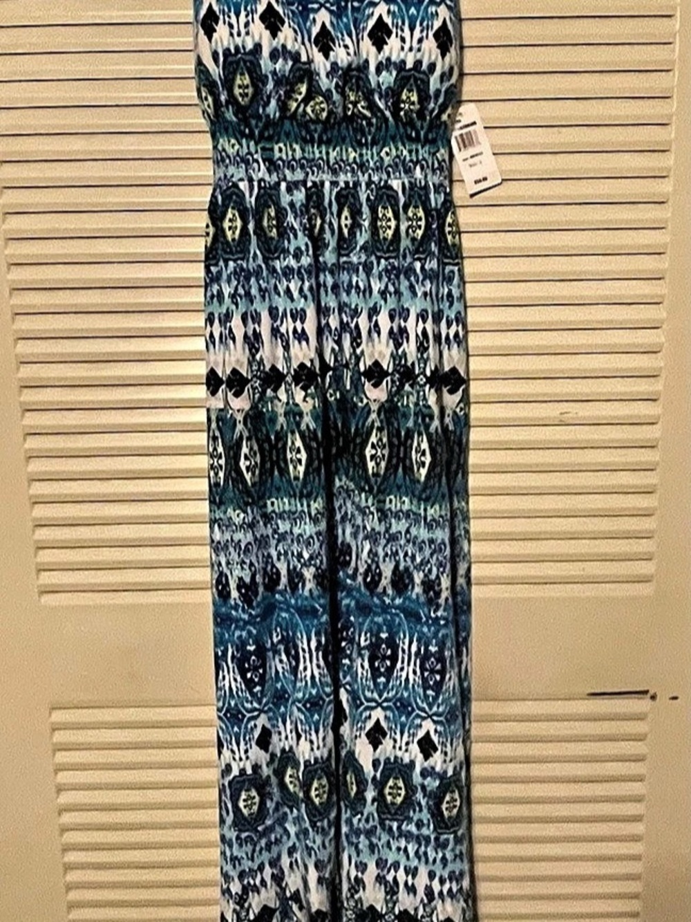 allison Brittney Printed Maxi dress in Blue & White & Teal Size Small NWT
